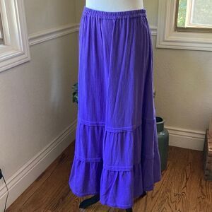 Coldwater Creek Purple Bohemian Festival Maxi Skirt Size PM